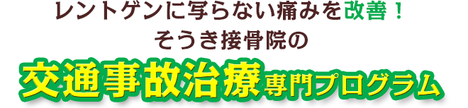 レントゲンに写らない痛みを根本改善！そうき接骨院の交通事故治療専門プログラム