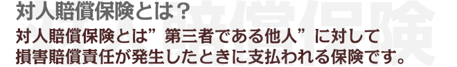 対人賠償保険とは”第三者である他人”に対して損害賠償責任が発生したときに支払われる保険です。