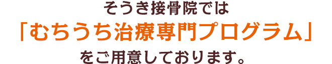 そうき接骨院では「むちうち治療専門プログラム」をご用意しております。